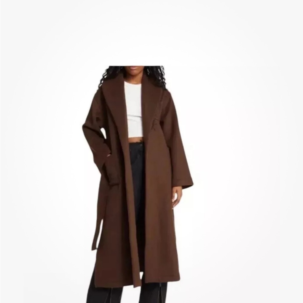 Honor the Gift Embroidered Wool Blend Robe  Womens Coat Brown Size M New